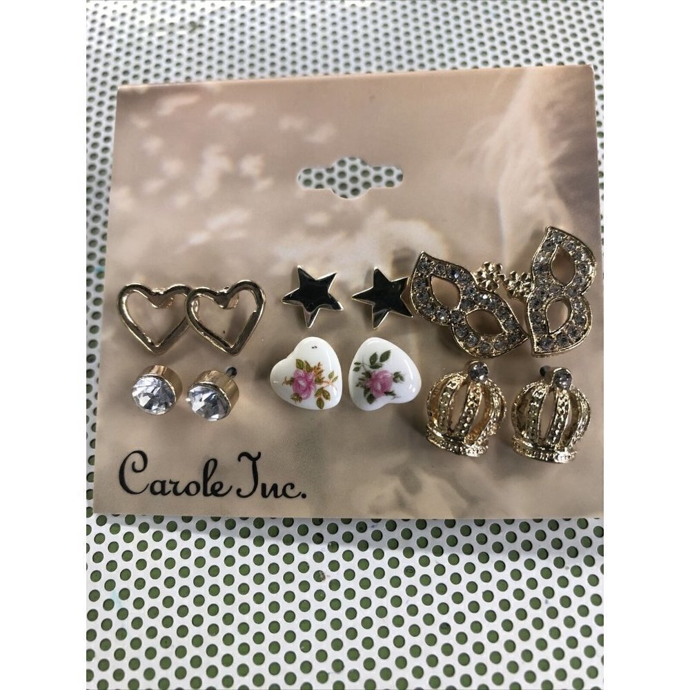 NEW 6 Pair of Stud Fashion Earrings - Bows - Roses - Hearts